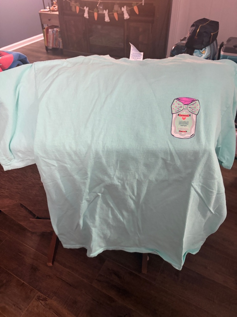 Womens Aqua Graphic Tee with Jar Design